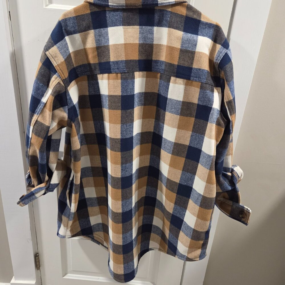 Old Navy Soft-Brushed Utility Shacket - Rust/Navy… - image 2